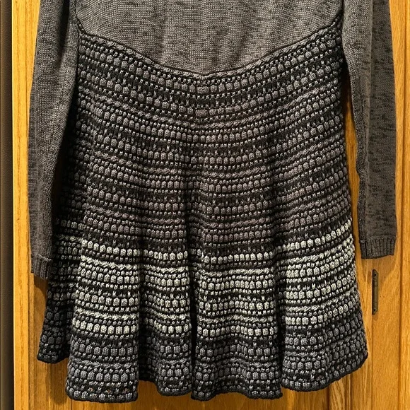 Sioni Gray & Black Drape Front Partial Open Knit Cotton Blend Sweater Cardigan M - Picture 6 of 6